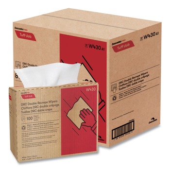 Cascades PRO W430 9.75 in. x 16.5 in. Tuff-Job Double Recrepe Wipers - White (8 Boxes/Carton)