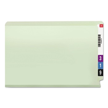 Smead 37725 3 in. Expansion End Tab Pressboard Classification Folders with 2 SafeSHIELD Coated Fasteners - Legal Size/Gray-Green (25/Box)
