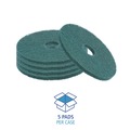 Labor Day Sale | Boardwalk BWK4013GRE 13 in. Diameter Heavy-Duty Scrubbing Floor Pads - Green (5/Carton) image number 2