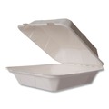 Food Trays, Containers, and Lids | Vegware VW-HC81NFA 7.9 in. x 7.9 in. x 2.9 in. Nourish Molded Fiber Compostable Sugarcane Takeout Containers - White (200/Carton) image number 0