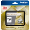 Tapes | Brother TZEPR234 0.47 in. x 26.2 ft. TZe Premium Laminated Tape - Gold on White image number 1