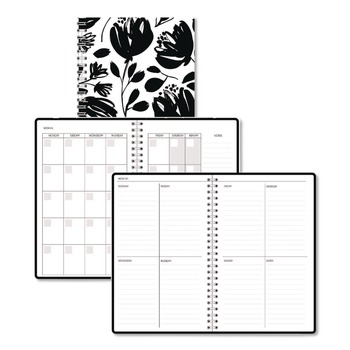 House of Doolittle 2121-49 Recycled Non-Dated Monthly/Weekly Black and White Floral Planner - Black/White Cover