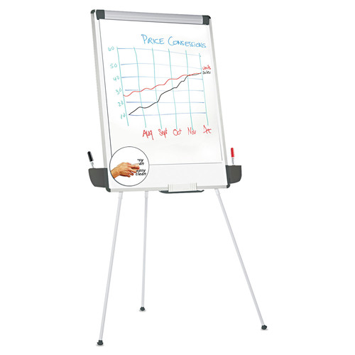 Easels | Universal UNV43031 29 in. x 41 in. Tripod-Style Dry Erase Easel - White/Silver image number 0
