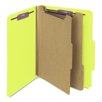 Smead 14034 Pressboard Six-Section Top Tab Classification Folders - Letter, Yellow (10/Box)