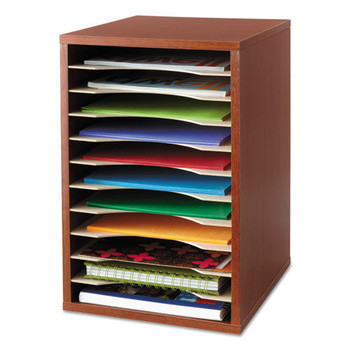 Safco 9419CY 11 Compartments 10.63 in. x 11.88 in. x 16 in. Wood Desktop Literature Sorter - Cherry