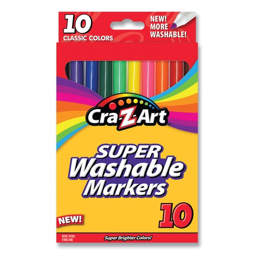 Washable Markers | Cra-Z-Art 1016148 Super Washable Fine Bullet Tip Markers - Assorted Colors (10/Set) image number 0