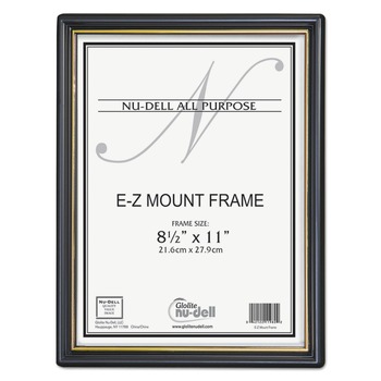  | NuDell 11880 8.5 in. x 11 in. Insert EZ Mount Document Frame with Trim Accent and Plastic Face - Black/Gold