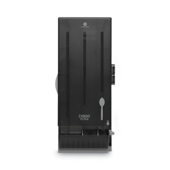 Dixie SSSD120 SmartStock 10 in. x 8.75 in. x 24.75 in. Utensil Spoon Dispenser - Translucent Black (1/Carton)