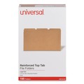 File Folders | Universal UNV16143EE Reinforced 1/3-Cut Top Tab Kraft File Folders - Legal Size, Brown (100/Box) image number 1