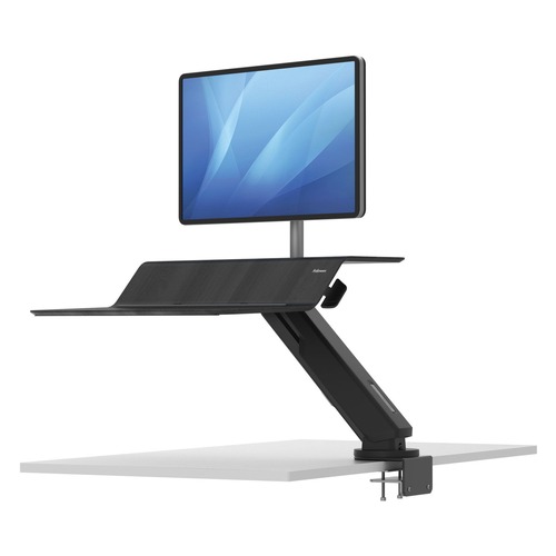 Office Desks & Workstations | Fellowes Mfg Co. 8081501 Lotus RT 48 in. x 30 in. x 42.2 in. - 49.2 in. Sit-Stand Workstation - Black image number 0