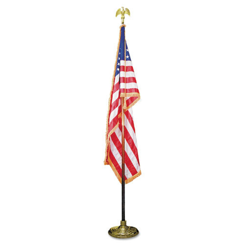 Office Accessories | Advantus MBE031400 60 in. x 36 in. Flag 8 ft. Oak Staff Heavyweight Nylon Deluxe U.S. Flag and Staff Set image number 0