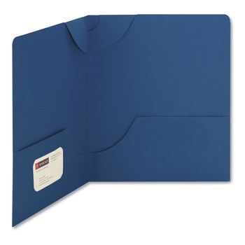 Smead 87982 Lockit 11 in. x 8.5 in. Two-Pocket Folder with 100-Sheet Capacity - Dark Blue (25/Box)