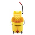 Mop Buckets | Rubbermaid Commercial FG757688YEL 44 qt. WaveBrake 2.0 Down-Press Plastic Bucket/Wringer Combos - Yellow image number 3