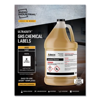Avery 60502 UltraDuty 4.75 in. x 7.75 in. GHS Chemical Waterproof and UV Resistant Labels - White (50/Box)