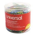 Paper Clips | Universal UNV95001 Plastic-Coated #1 Paper Clips with One-Compartment Dispenser Tub - Assorted Colors (500/Pack) image number 1