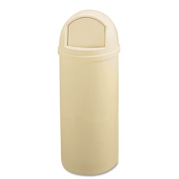 TRASH CANS | Rubbermaid Commercial FG817088BEIG Marshal Classic Container, Round, Polyethylene, 25gal, Beige
