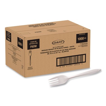 SOLO F6OW Style Setter Medium Weight Polypropylene Fork Cutlery - White (1000/Carton)