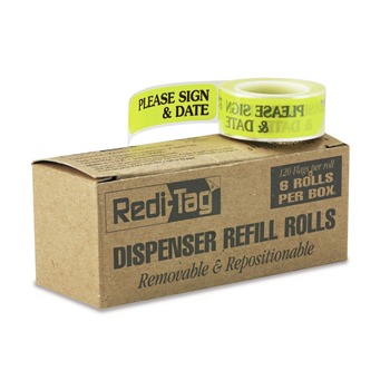 Redi-Tag B91032 Please Sign and Date Arrow Message Page Flags Refills - Yellow (6/Box)