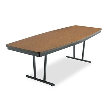  | Barricks E-368WA 96 in. x 36 in. x 30 in. Economy Boat Conference Folding Table - Walnut/Black
