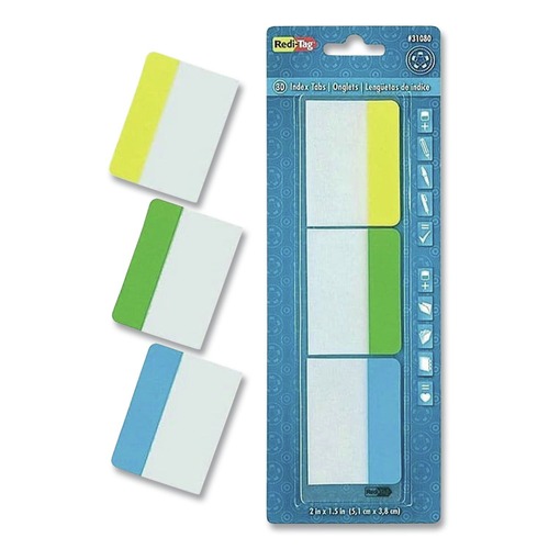 Dividers & Tabs | Redi-Tag B31080 2 in. Wide 1/5-Cut Write-On Index Tabs - Assorted Colors (30/Pack) image number 0