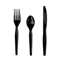 Cutlery | Boardwalk BWK3KITHVYBL 3-Piece Heavyweight Fork/Knife/Teaspoon Cutlery Kit - Black (250/Carton) image number 1