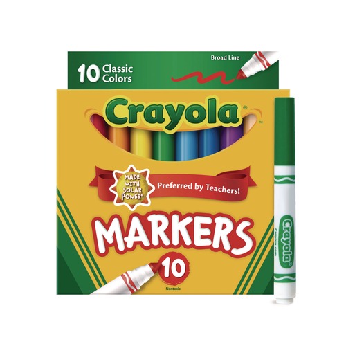 Permanent Markers | Crayola 587722 Broad Bullet Tip Non-Washable Marker - Assorted Classic Colors (10/Pack) image number 0