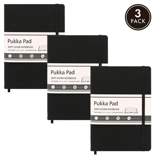 Notebooks & Pads | PUKKA PAD 9940SIG3 96-Sheets 8.2 in. x 5.11 in. College Rule Soft Cover Notebook - Black Cover (3/Pack) image number 0