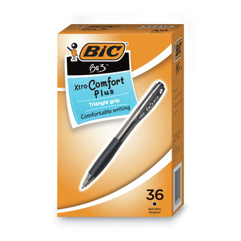 | BIC BU3361-BLK BU3 Medium 1 millimeter Retractable Ballpoint Pen - Black Ink/Smoke/Black Barrel (36/Pack)