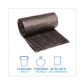 Trash & Waste Bins | Boardwalk V8046EKKR01 45 Gallon 19 microns 40 in. x 46 in. High-Density Can Liners - Black (25 Bag/Roll, 6 Roll/Carton) image number 4