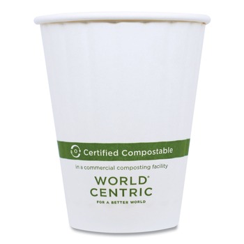 World Centric CU-PA-12D 12 oz. Double Wall Paper Hot Cups - White (1000/Carton)
