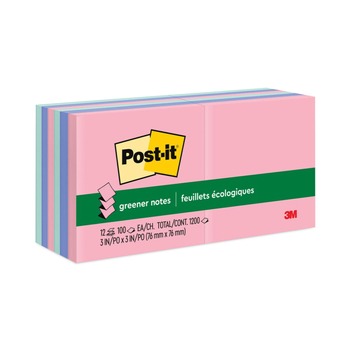Post-it Greener Notes R330RP-12AP 3 x 3 Original Recycled Pop-up Notes - Sweet Sprinkles Collection (12/Pack)