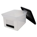 Desktop Organizers | Innovative Storage Designs 55802 17.75 in. x 14 in. x 10.25 in. Letter/Legal File Tote with Contents Label - Clear/Black image number 0