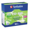 Office Electronics & Batteries | Verbatim 95156 700 MB/80 min 12x Slim Jewel Case CD-RW High-Speed Rewritable Disc - Silver (10/Pack) image number 0