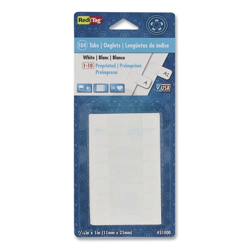 Dividers & Tabs | Redi-Tag B31000 1 in. Wide 1/5-Cut Customizable Handwrite Only Legal Index Tabs - White (104/Pack) image number 0
