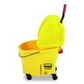 Mop Buckets | Rubbermaid Commercial FG757788YEL 35 qt. WaveBrake 2.0 Down-Press Plastic Bucket/Wringer Combos - Yellow image number 2