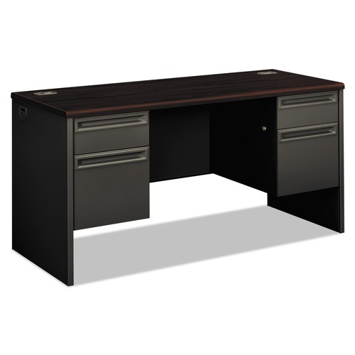 Office Desks & Workstations | HON H38852.N.S 38000 Series 60 in. x 24 in. x 29.5 in. Kneespace Credenza - Mahogany/Charcoal image number 0