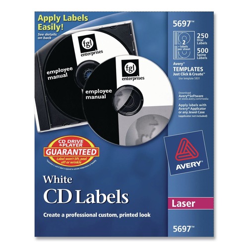 Labels | Avery 05697 Laser CD Labels - Matte White (250/Pack) image number 0