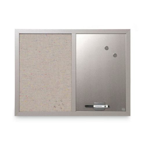 White Boards | MasterVision MX04331608 24 in. x 18 in. Gray MDF Wood Frame Designer Combo Fabric Bulletin/Dry Erase Board - Multicolor/Gray image number 0