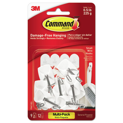 Wall Racks & Hooks | Command 17067-9ES 0.5 lbs. Capacity Small Metal General Purpose Wire Hooks - White (9/Pack) image number 0