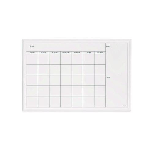 White Boards | U Brands 2075U00-01 30 x 20 Magnetic Dry Erase Calendar with Decor Frame - White Surface/White Wood Frame image number 0