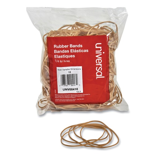 Rubber Bands | Universal UNV00418 Size 18 Rubber Bands with 0.04-in Gauge - Beige (400/Pack) image number 0
