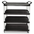 Just Launched | Rubbermaid Commercial FG409600BLA 40.63 in. x 20 in. x 51 in. 400 lbs. Capacity 4 Shelves Plastic Xtra Utility Cart with Open Sides - Black image number 0