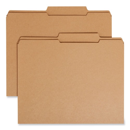 File Folders | Smead 10776 2/5-Cut Tabs Right of Center Letter 0.75 in. Expansion Guide Height Reinforced Heavyweight Kraft File Folder - Brown (100/Box) image number 0