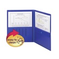 File Folders | Smead 87701 11 in. x 8.5 in. Poly 2-Pocket Folder with Security Pocket - Blue (5/Pack) image number 5