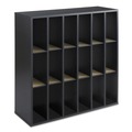 Filing Racks | Safco 7765BL 33.75 in. x 12 in. x 32.75 in. 18 Compartments Stackable Wood Mail Sorter with Adjustable Dividers - Black image number 0
