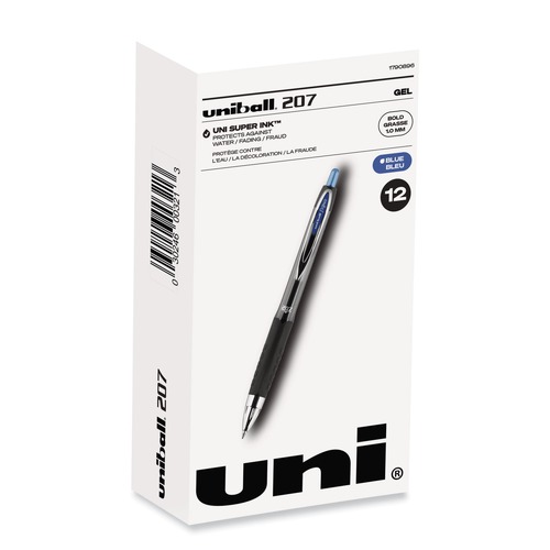 Pens | uni-ball 1790896 Signo 207 Retractable Bold 1 mm Gel Pen - Blue (1-Dozen) image number 0