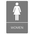 Floor Signs & Safety Signs | Headline Sign 4816 6 in. x 9 in. Women Restroom Symbol with Tactile Graphic Molded Plastic ADA Sign - Gray image number 1