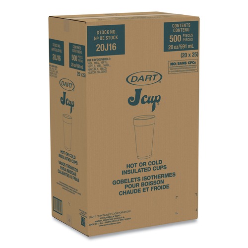 Just Launched | Dart 20J16 20 oz. Foam Drink Cups - White (500/Carton) image number 0