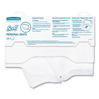 Scott 7410 Personal Seats 15 in. x 18 in. Sanitary Toilet Seat Covers - White (125/Pack)