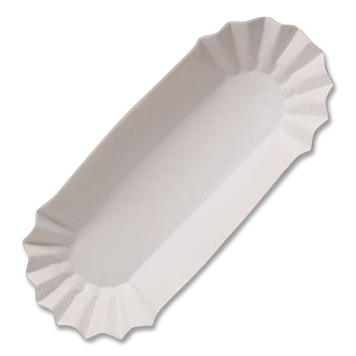  | Hoffmaster 610740 6 in. x 2 in. x 2 in. Fluted Hot Dog Trays - White (3000/Carton) image number 0